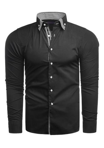 Pánské elegantní košile s dlouhým rukávem v černé barvě