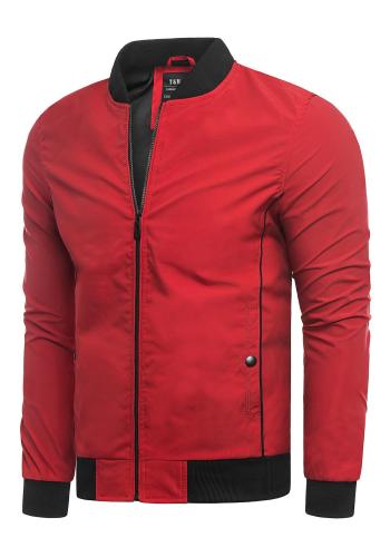Jarní pánská bunda červené barvy bez kapuce