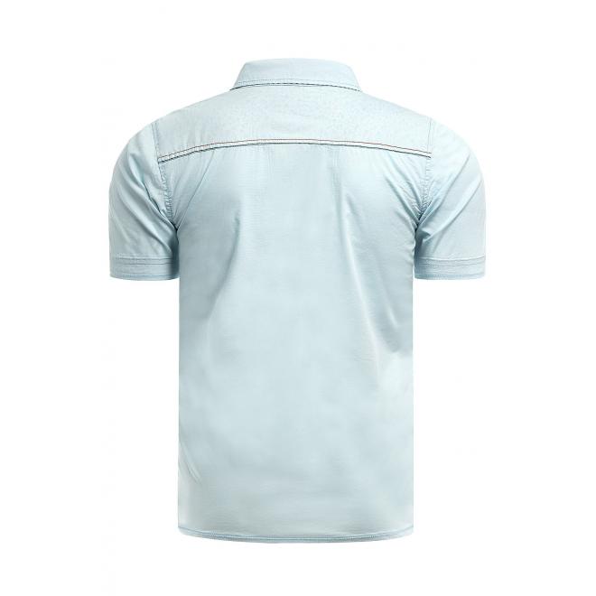 Světle modrá slim fit košile s krátkým rukávem pro pány