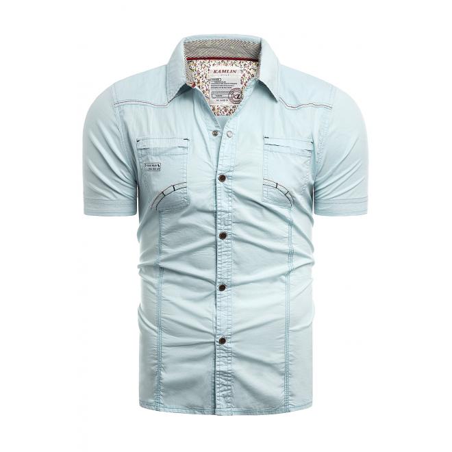 Světle modrá slim fit košile s krátkým rukávem pro pány