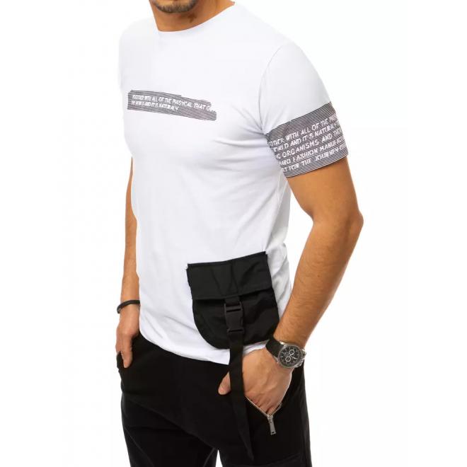 Komplet pánského trička a kalhot bílo-černé barvy s potiskem