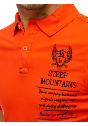 Pánská sportovní polokošile s výšivkou v oranžové barvě