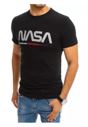 Bavlněné pánské tričko černé barvy s potiskem NASA