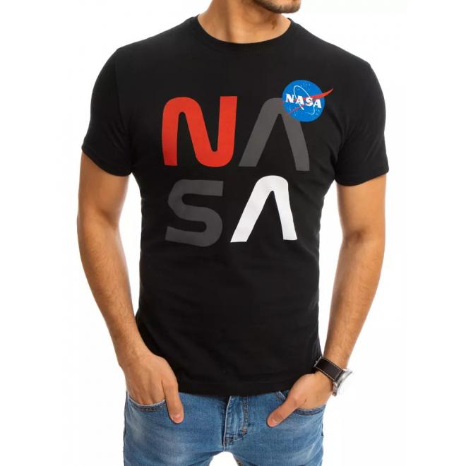 Černé stylové tričko s potiskem NASA pro pány
