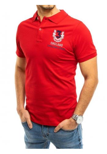 Sportovní pánská polokošile červené barvy s výšivkou