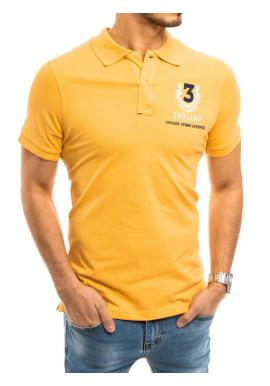 Pánská sportovní polokošile s výšivkou ve žluté barvě