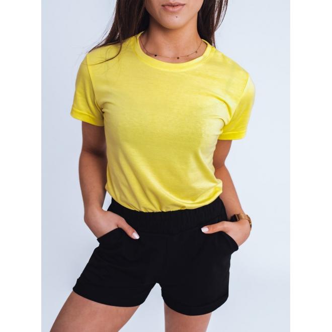 Dámské klasické tričko s krátkým rukávem v světle žluté barvě
