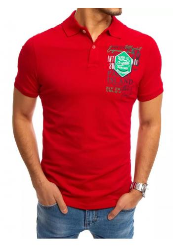 Pánská sportovní polokošile s potiskem v červené barvě