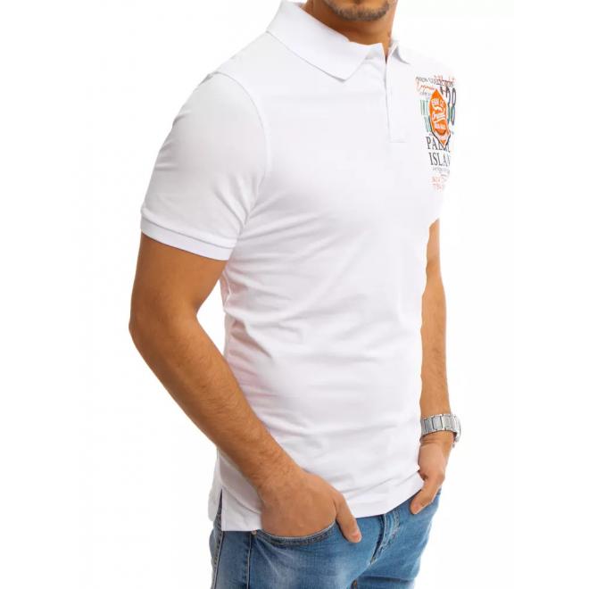 Pánská sportovní polokošile s potiskem v bílé barvě