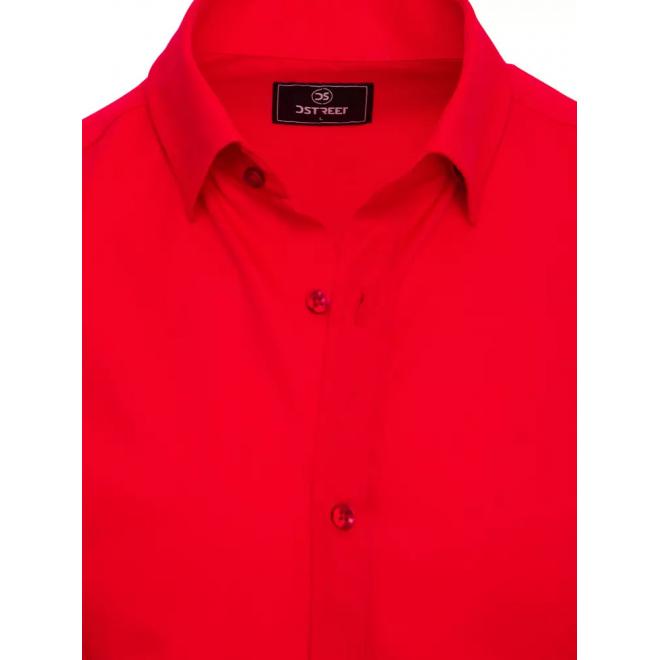 Červená hladká košile s dlouhým rukávem pro pány