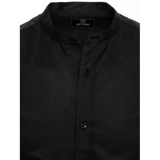 Módní pánské košile černé barvy se stojáčkem