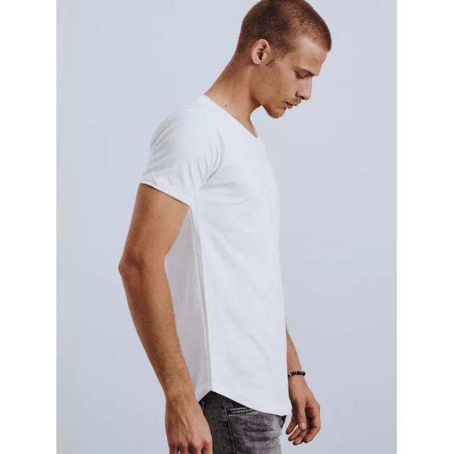 Pánské jednobarevné trička s krátkým rukávem v bílé barvě