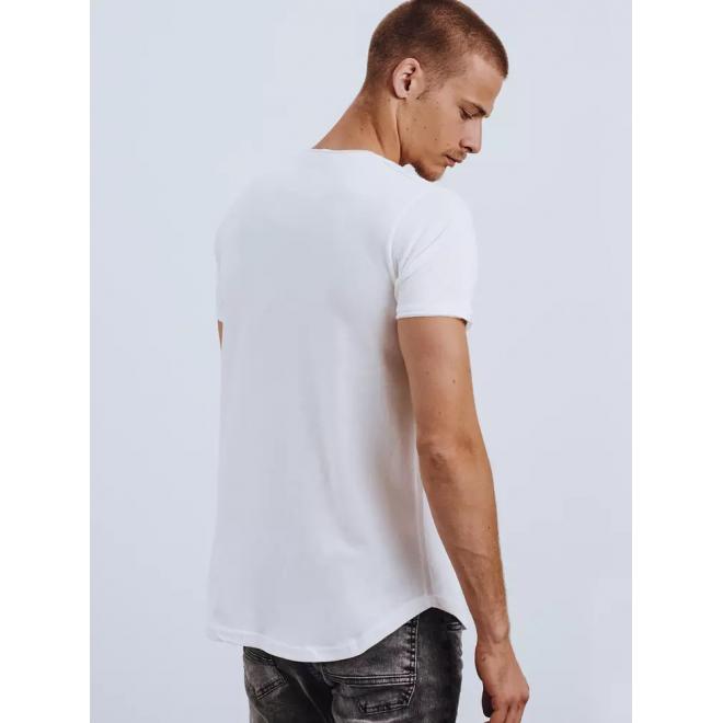 Pánské jednobarevné trička s krátkým rukávem v bílé barvě