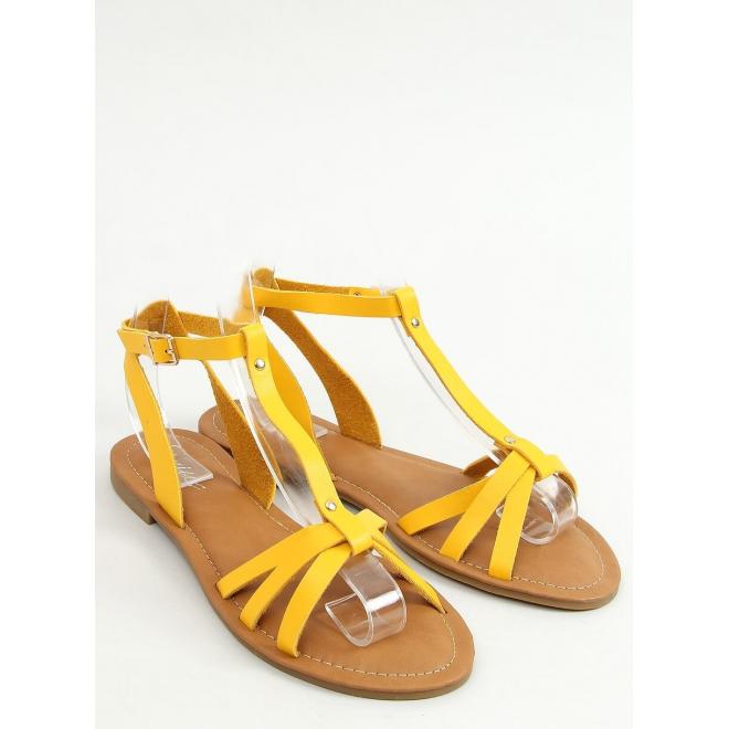 Dámské klasické sandály s plochým podpatkem ve žluté barvě