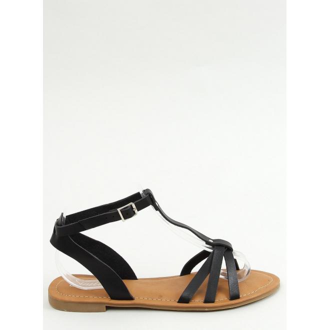 Klasické dámské sandály černé barvy s plochým podpatkem