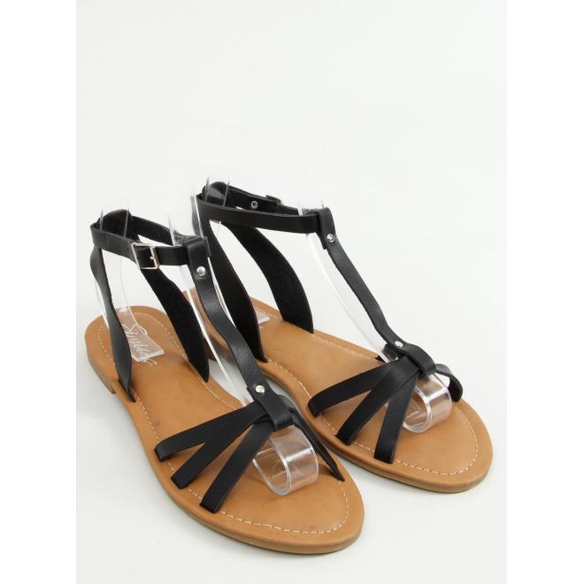 Klasické dámské sandály černé barvy s plochým podpatkem