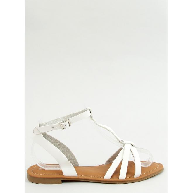 Dámské klasické sandály s plochým podpatkem v bílé barvě