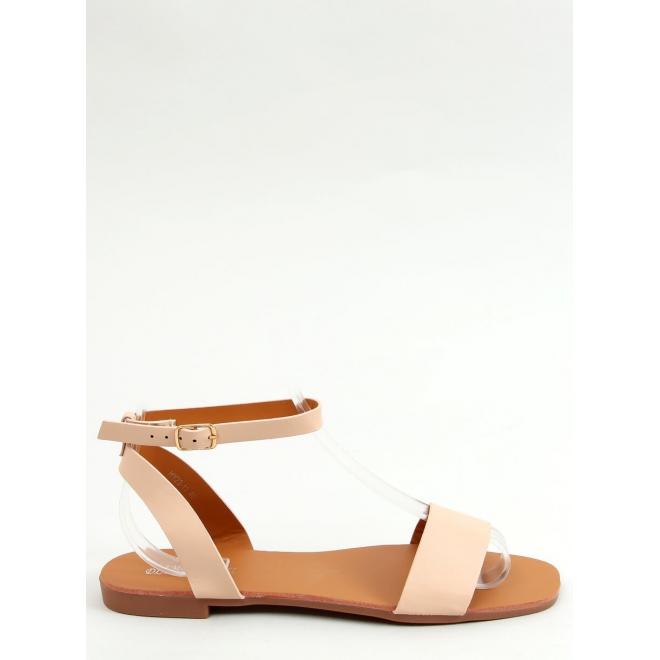 Minimalistické dámské sandály béžové barvy se zlatým řetízkem