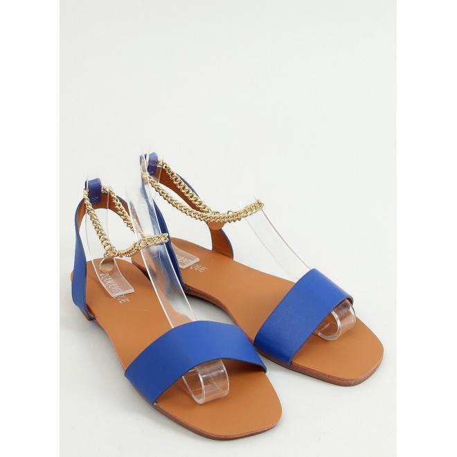 Modré minimalistické sandály se zlatým řetízkem pro dámy