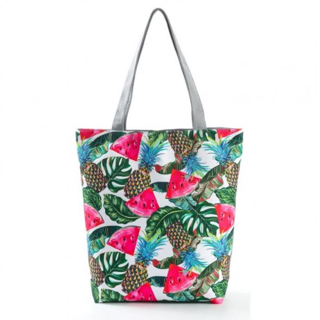 Plážová dámská taška s barevným tropickým potiskem