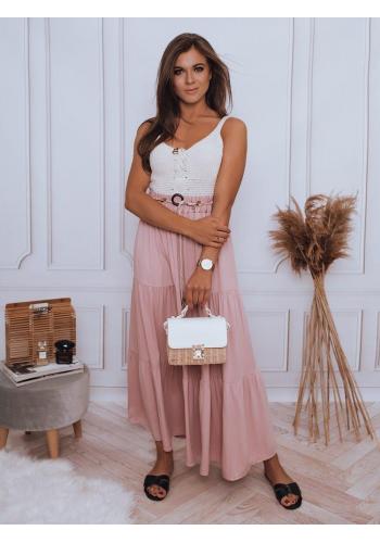 Růžová maxi sukně s gumičkou v pase pro dámy