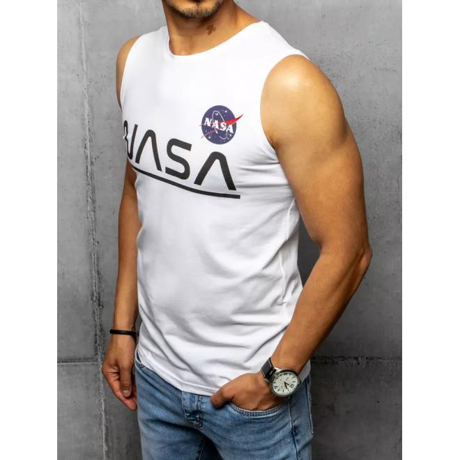 Pánské módní triko s potiskem NASA v bílé barvě