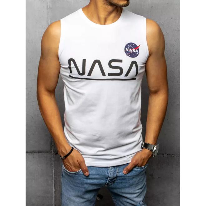 Pánské módní triko s potiskem NASA v bílé barvě