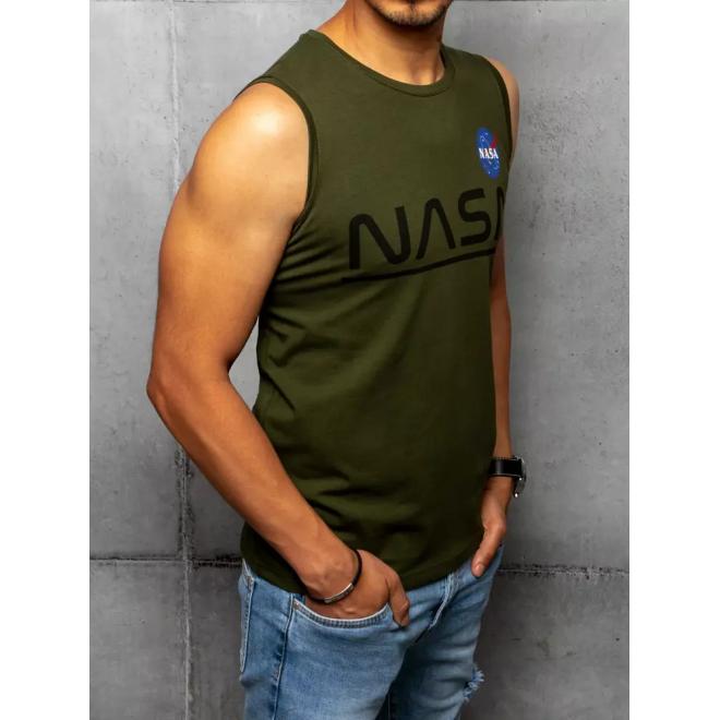 Khaki módní tričko s potiskem NASA pro pány