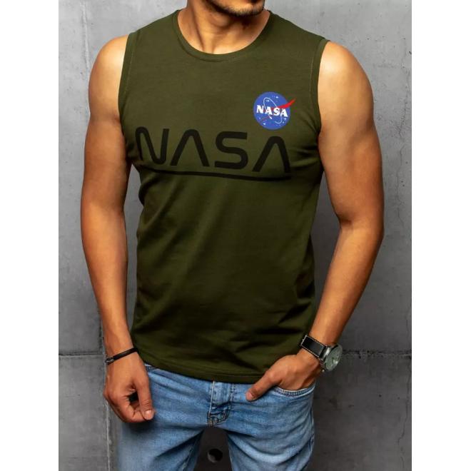 Khaki módní tričko s potiskem NASA pro pány
