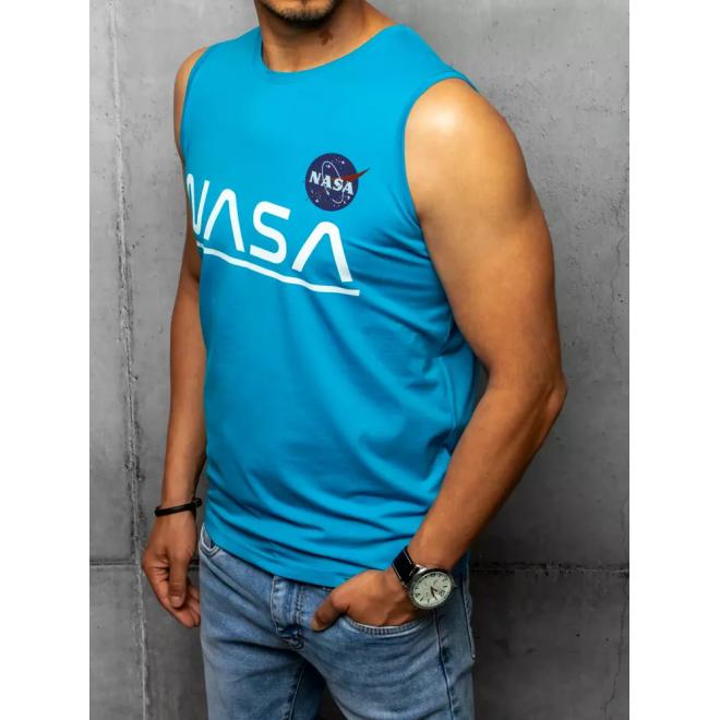 Pánské módní trička s potiskem NASA v tyrkysové barvě