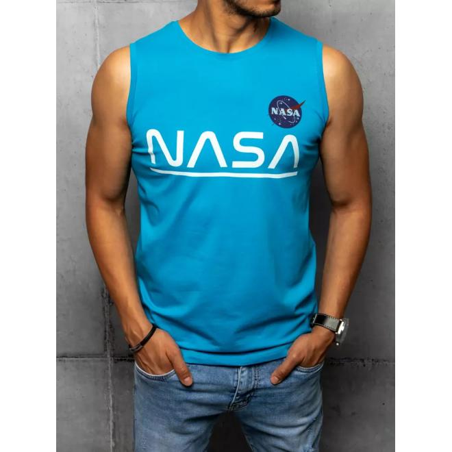 Pánské módní trička s potiskem NASA v tyrkysové barvě
