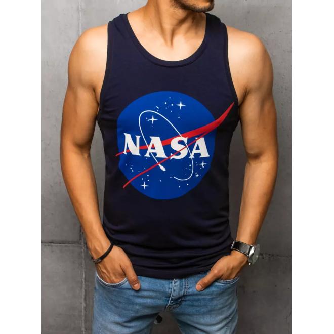 Letní pánské tričko tmavě modré barvy s potiskem NASA