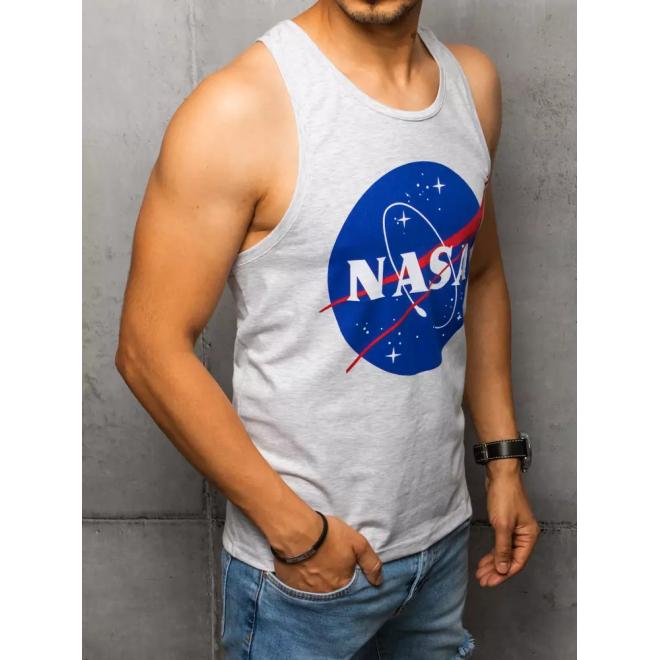 Šedé letní tričko s potiskem NASA pro pány