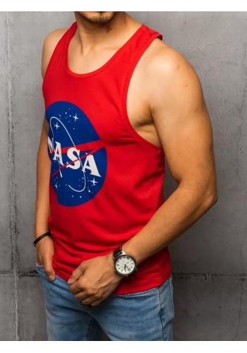 Letní pánské tričko červené barvy s potiskem NASA