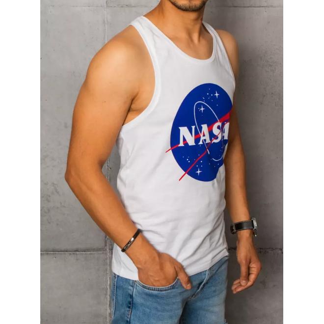 Bílé letní tričko s potiskem NASA pro pány