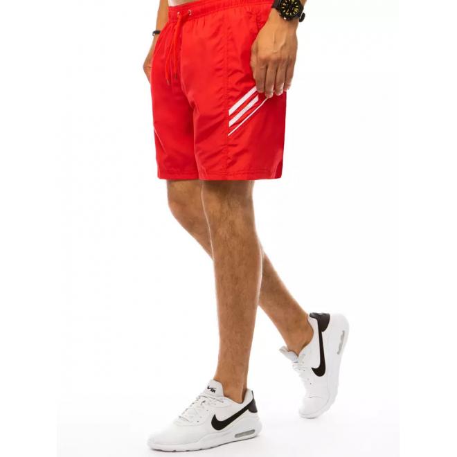 Plavecké pánské šortky červené barvy s kontrastními prvky