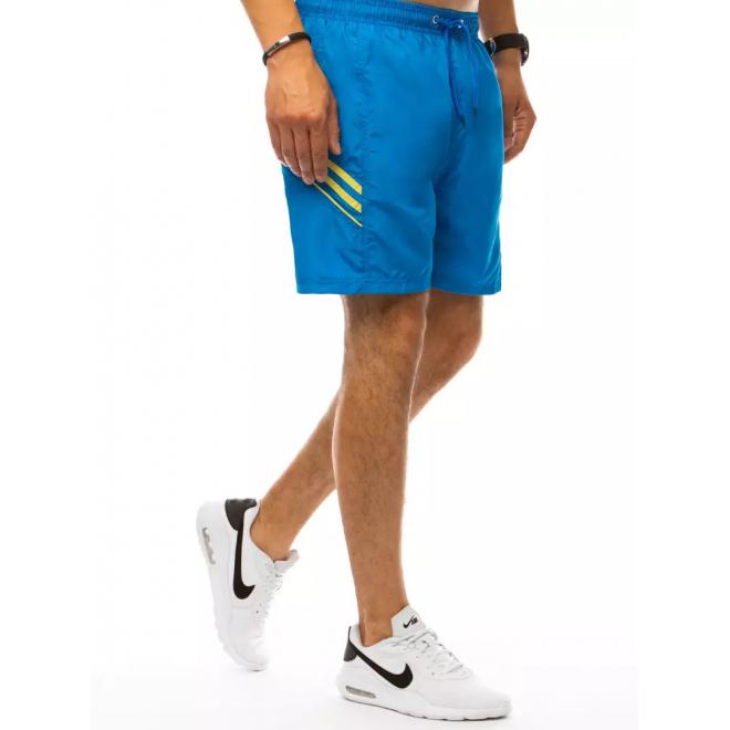 Pánské plavecké šortky s kontrastními prvky v světle modré barvě