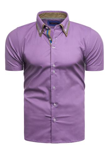 Klasická pánská košile fialové barvy s krátkým rukávem