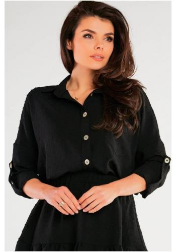 Černá volná košile s dlouhým rukávem pro dámy