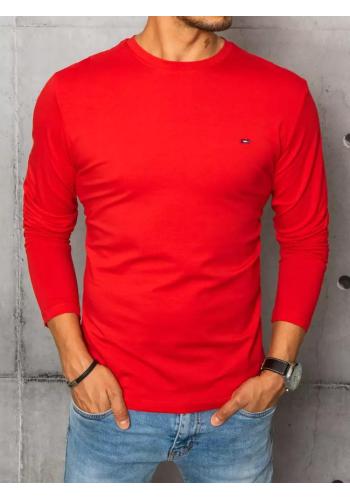 Červené hladké triko s dlouhým rukávem pro pány