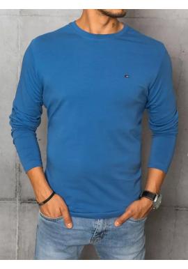 Modré hladké triko s dlouhým rukávem pro pány