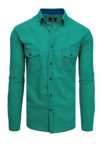 Kostkované pánské košile modro-zelené barvy s dlouhým rukávem
