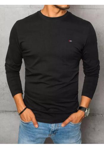 Hladké pánské tričko černé barvy s dlouhým rukávem