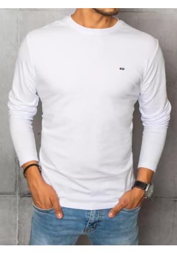 Pánské hladké trička s dlouhým rukávem v bílé barvě
