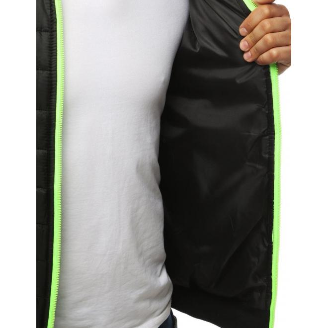 Pánská přechodná bunda s límcem v černé barvě