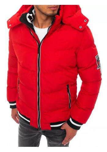 Pánská zimní bunda s prošíváním v červené barvě