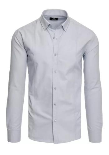 Pánská hladká košile s dlouhým rukávem v světle šedé barvě
