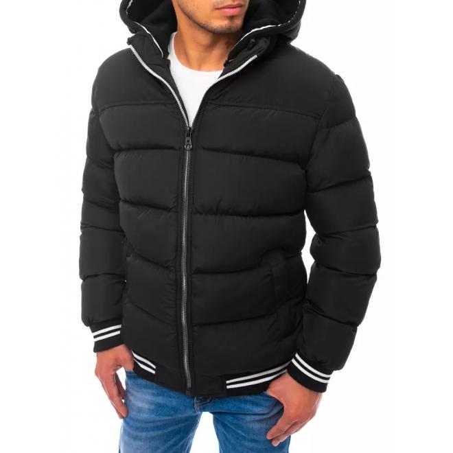 Pánská prošívaná bunda na zimu v černé barvě