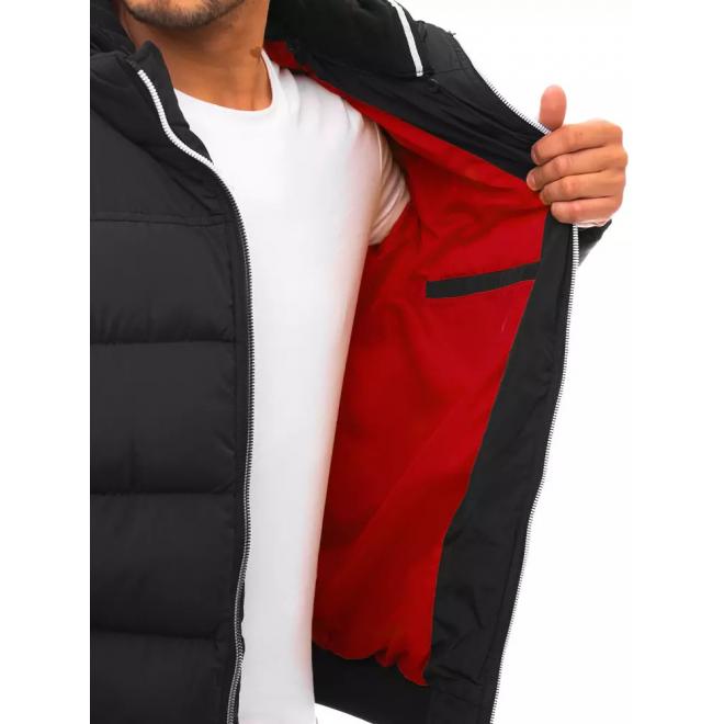 Pánská prošívaná bunda na zimu v černé barvě