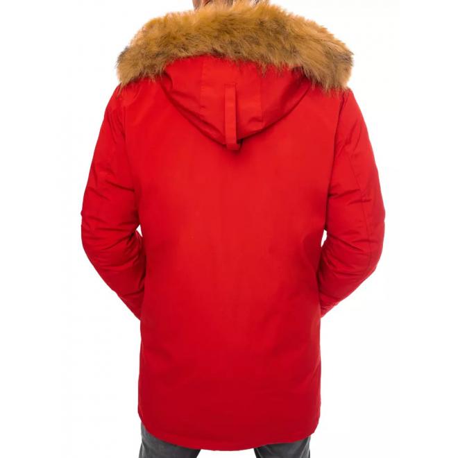 Červená zimní bunda s delším střihem pro pány